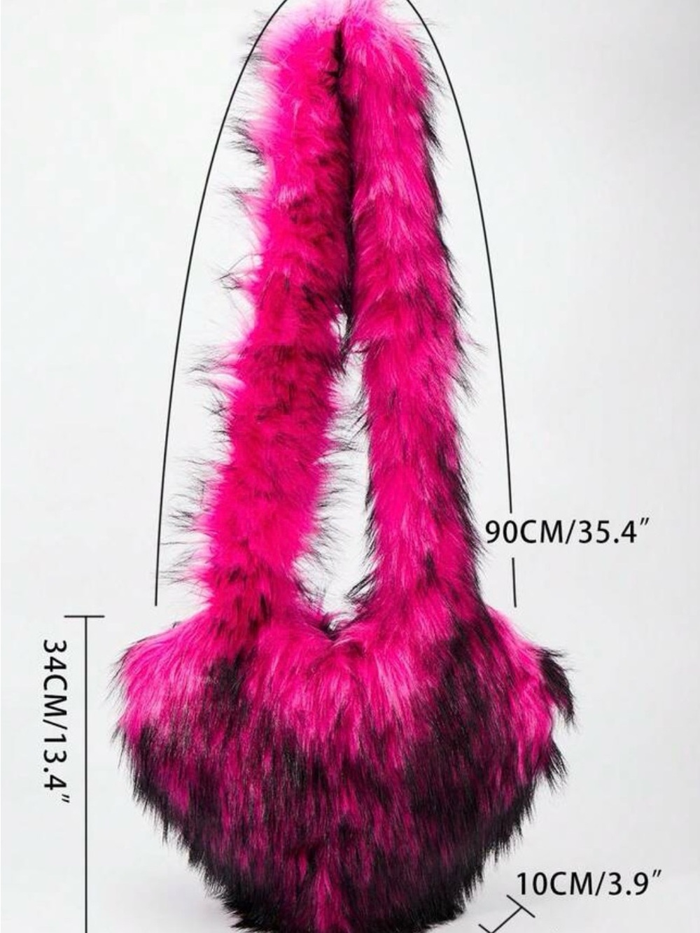 Faux Fur Heart Shoulder Bag in Hot Pink - Picture 4 of 7